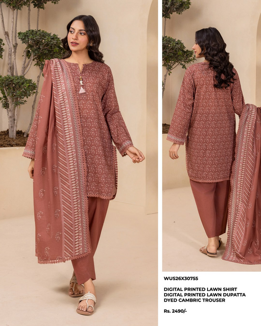 ZELLBURY Unstitched Lawn Collection 2026 Design #WUS26X30755