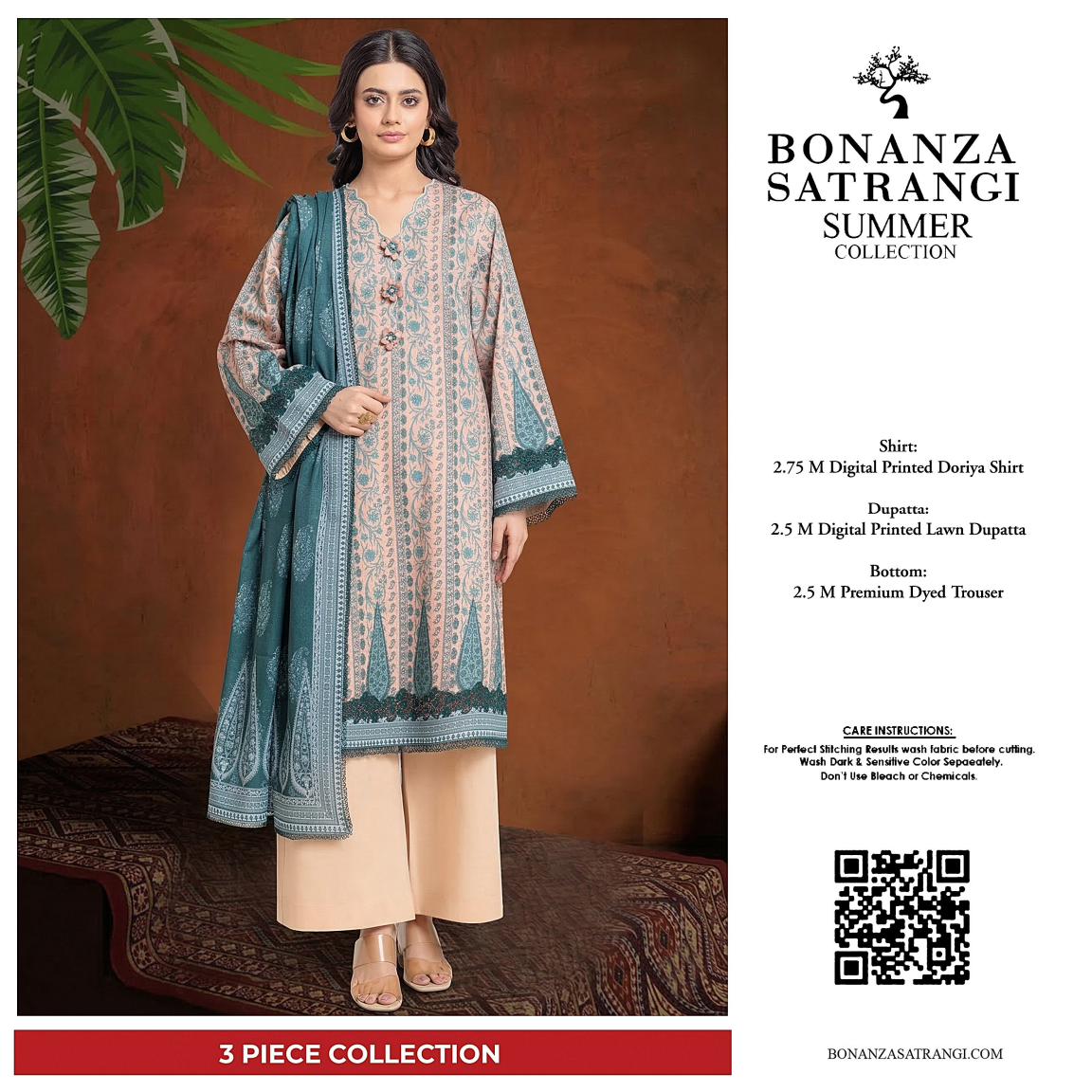 Bonanza Satrangi Elora 3 PCs Doriya Lawn Unstitched Collection