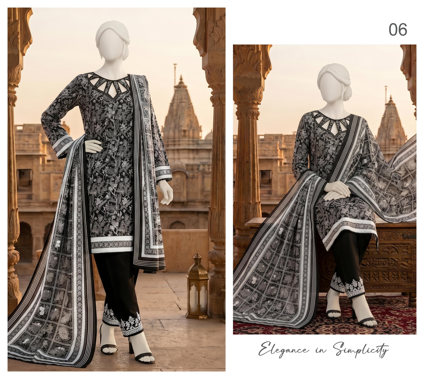 Sawera B&W Unstitched 3Pcs D-06