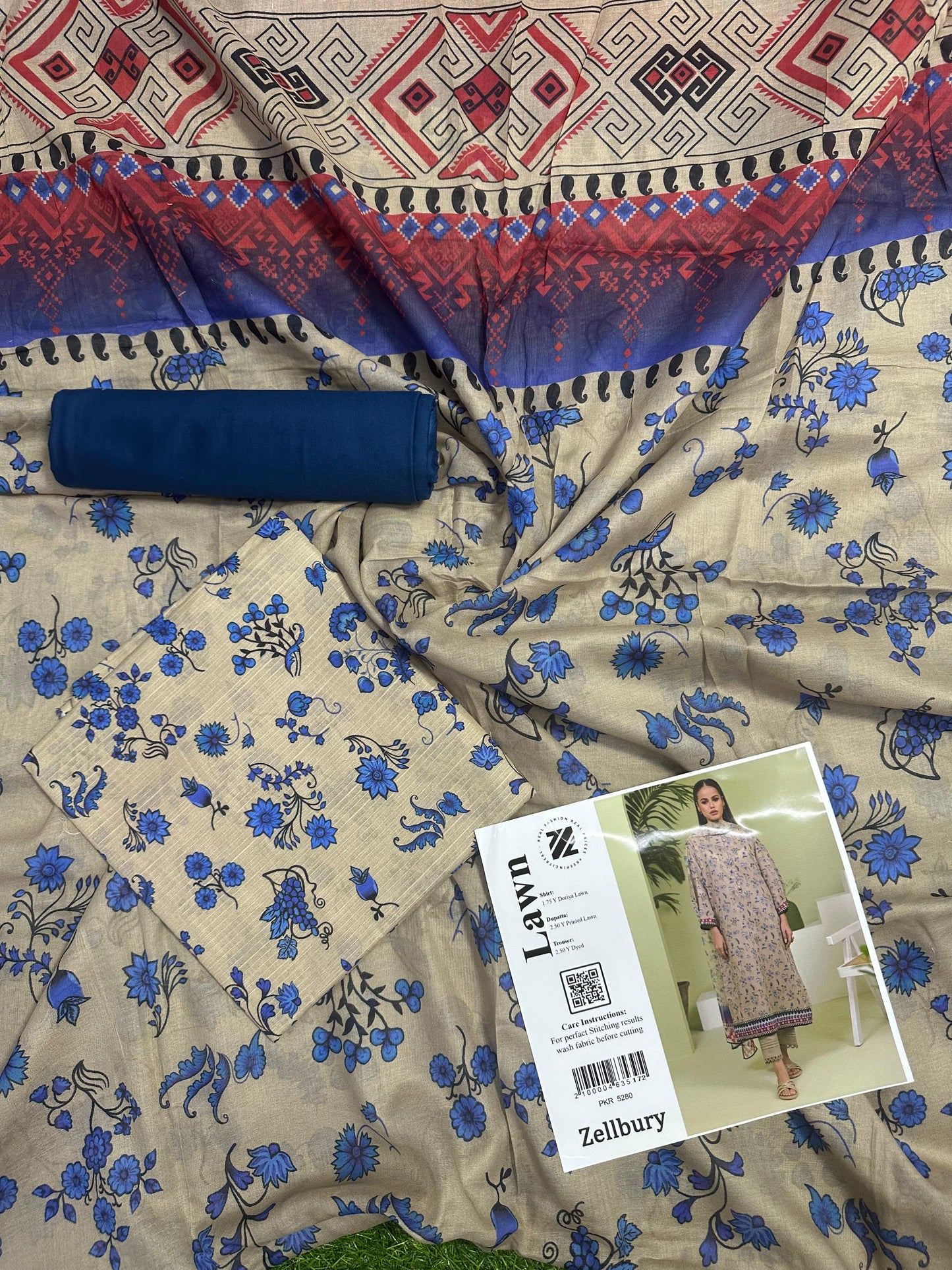 Zellbury Doriya Lawn 3 Pcs Unstitched Collection D.C:- WUS24X21389