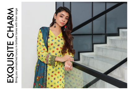 JAWED ARTS ZEBTAN –  3PC UNSTITCHED SUIT Design: 2