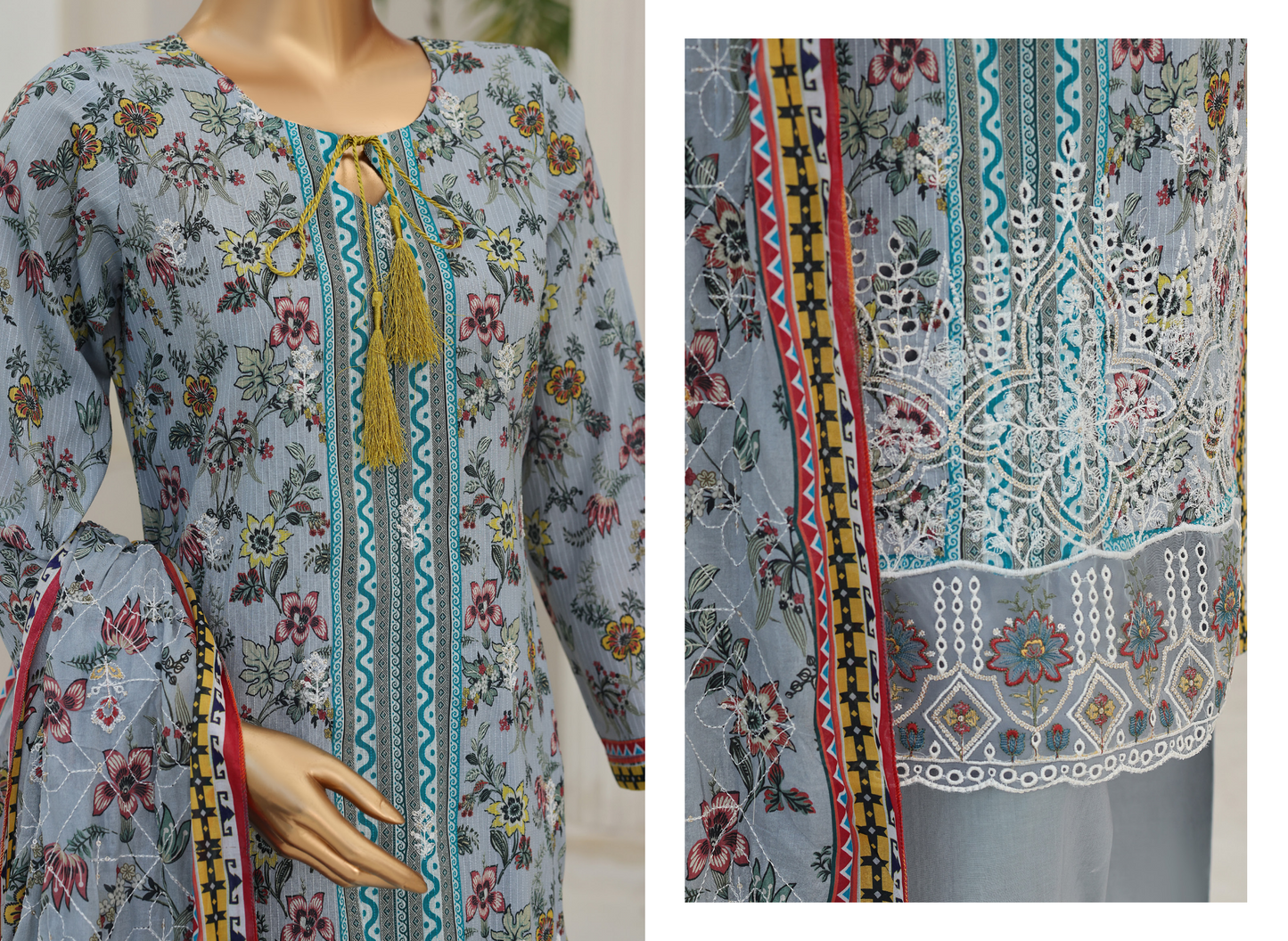 MTF Digital Printed Embroidered Lawn Collection 2026 Design No: 5