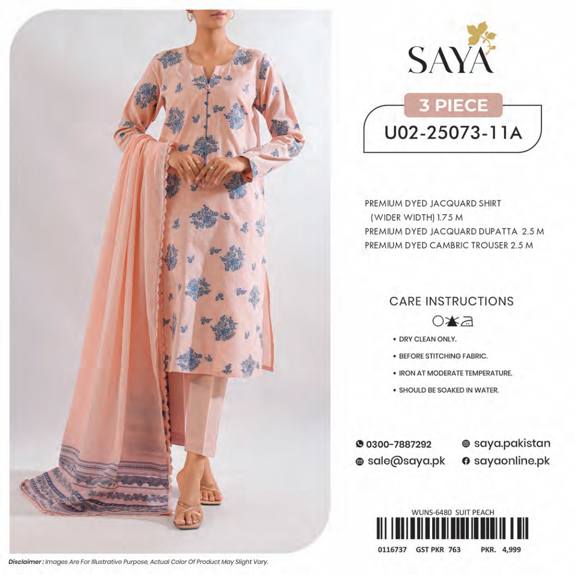 Saya Unstitched Jacquard 100% Original Cotton 3 PCs Suit In WHOLESALE PRICE 💯✨