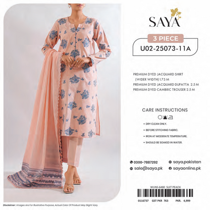 Saya Unstitched Jacquard 100% Original Cotton 3 PCs Suit In WHOLESALE PRICE 💯✨