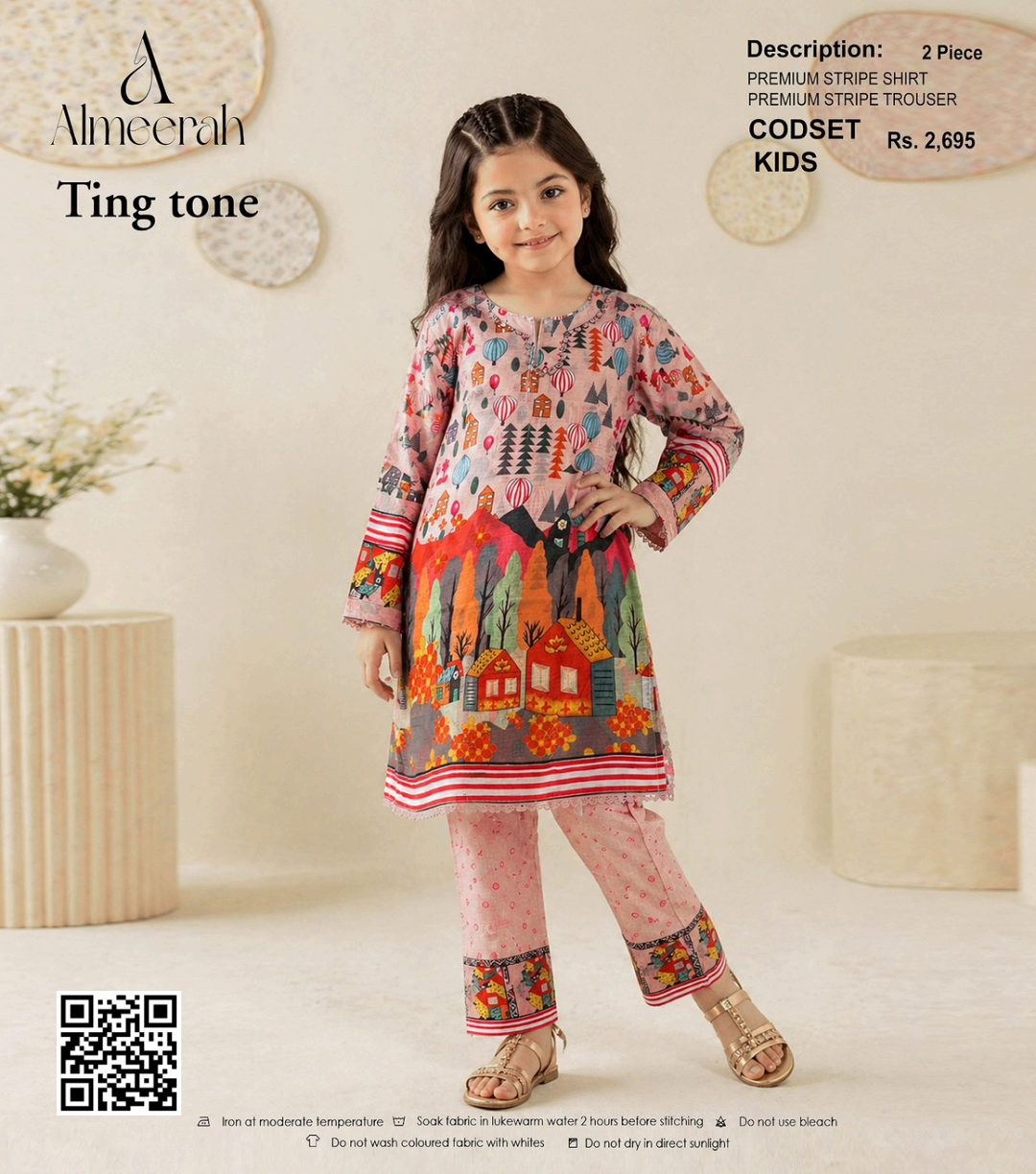 Almeerah Ting Tone Unstitched Kids 2Pcs Collection