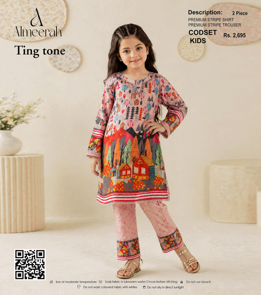 Almeerah Ting Tone Unstitched Kids 2Pcs Collection