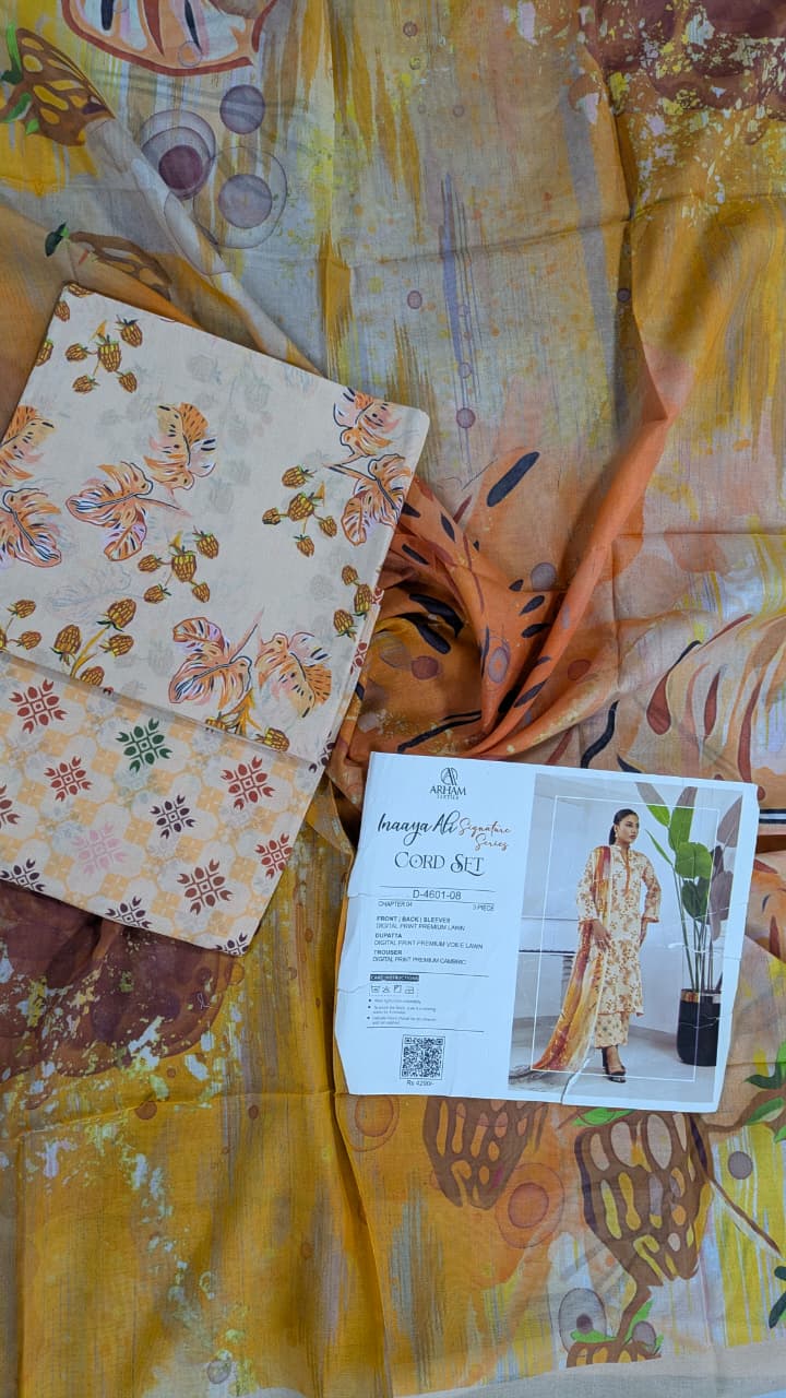 100% Original Inaya Ali by MJ Arhum Textile Lawn Unstitched 3 Pieces ❤️🔥