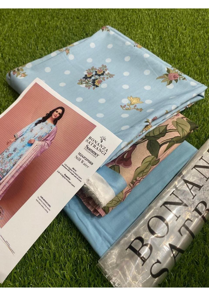 Bonanza Satrangi 100% Original Lawn Dupatta Unstitched 3 Piece