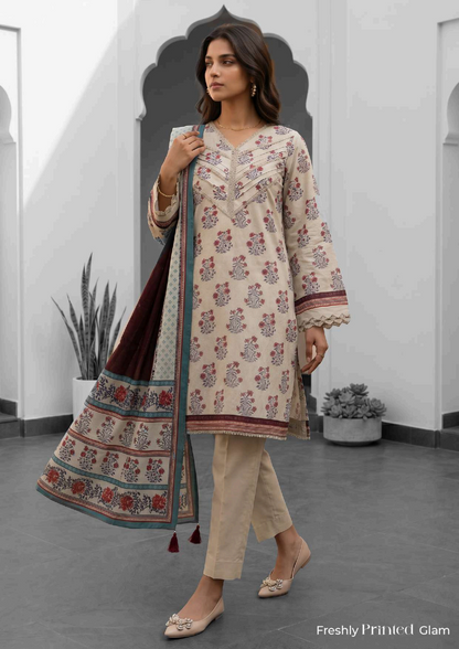 ZELLBURY Unstitched 3pcs Lawn Collection D.C:- WUS26X38108