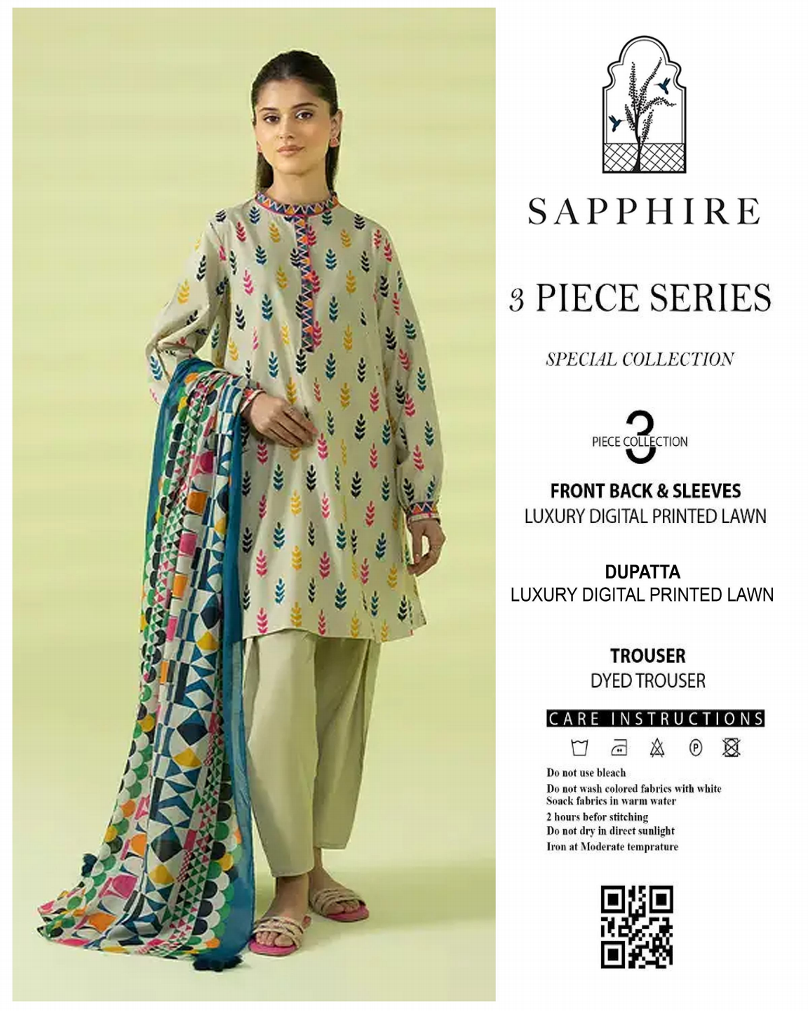 Sapphire Unstitched Lawn 3 Pieces in Wholesale Price 🔥❤️