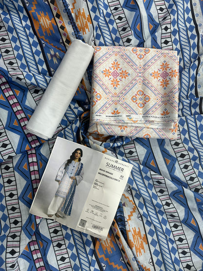 BONANZA SATRANGI (D.C:- WU3PPBW25LI10N13)3PCS  UNSTITCHED COLLECTION