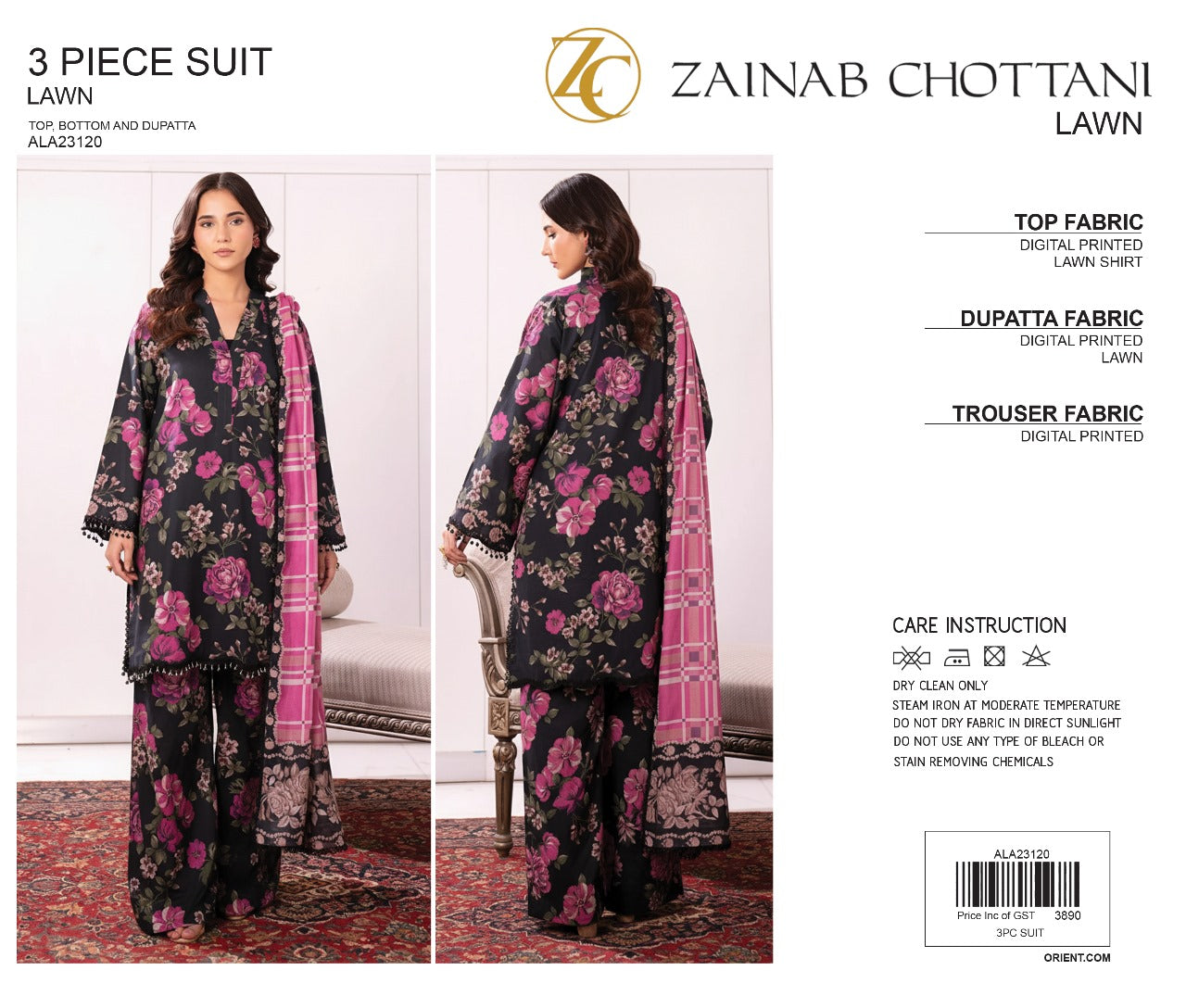 Zainab Chottani Unstitched Lawn 3 Piece in Wholesale Price 🔥