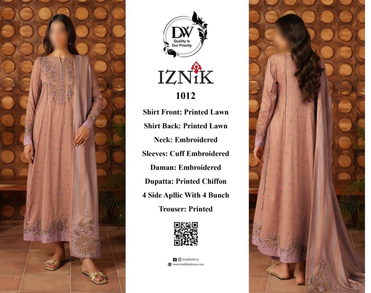 Iznik Elegant 3PC Unstitched Lawn Suit Collection