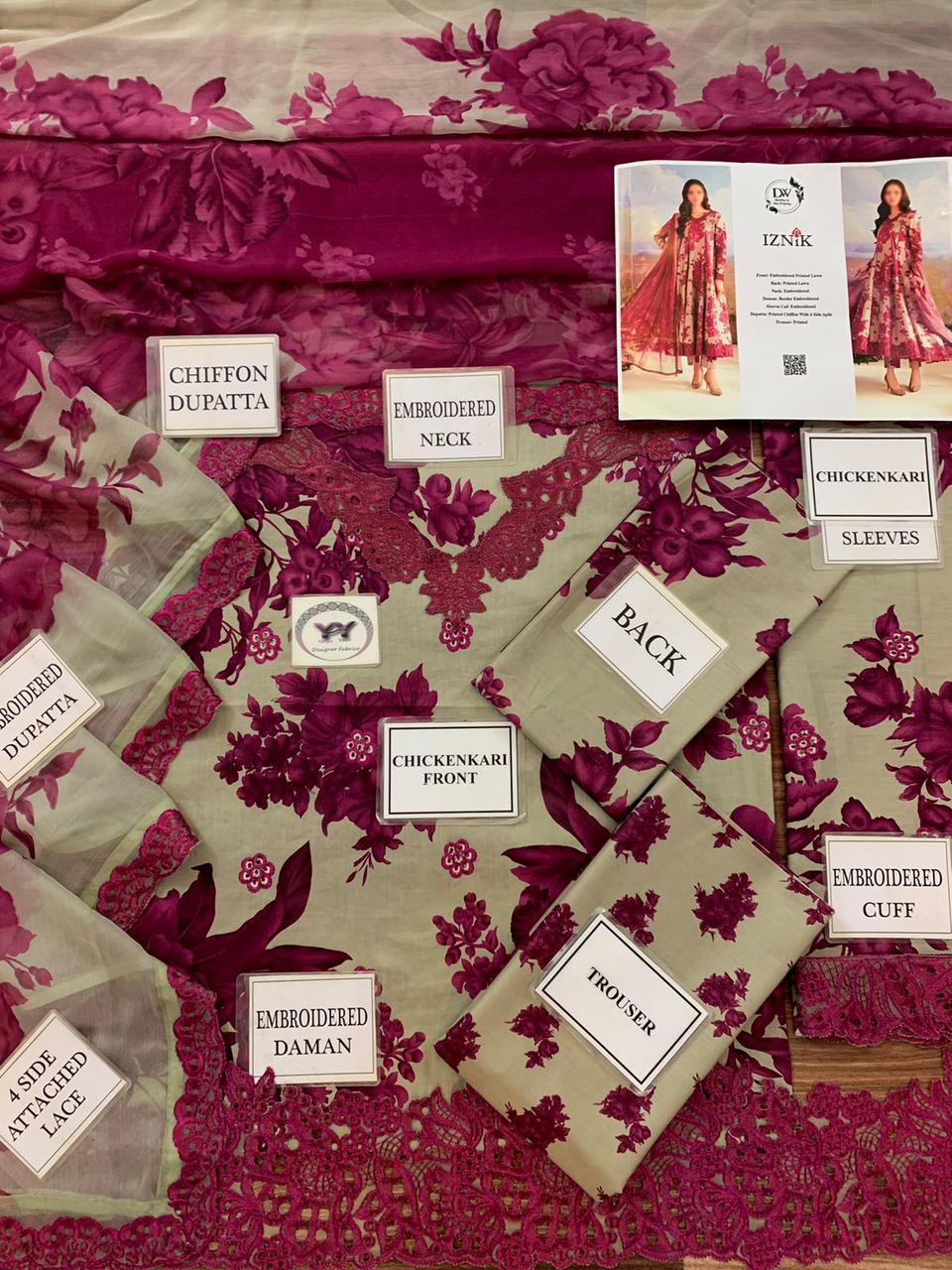 Iznik Elegant 3PC Unstitched Lawn Suit Collection