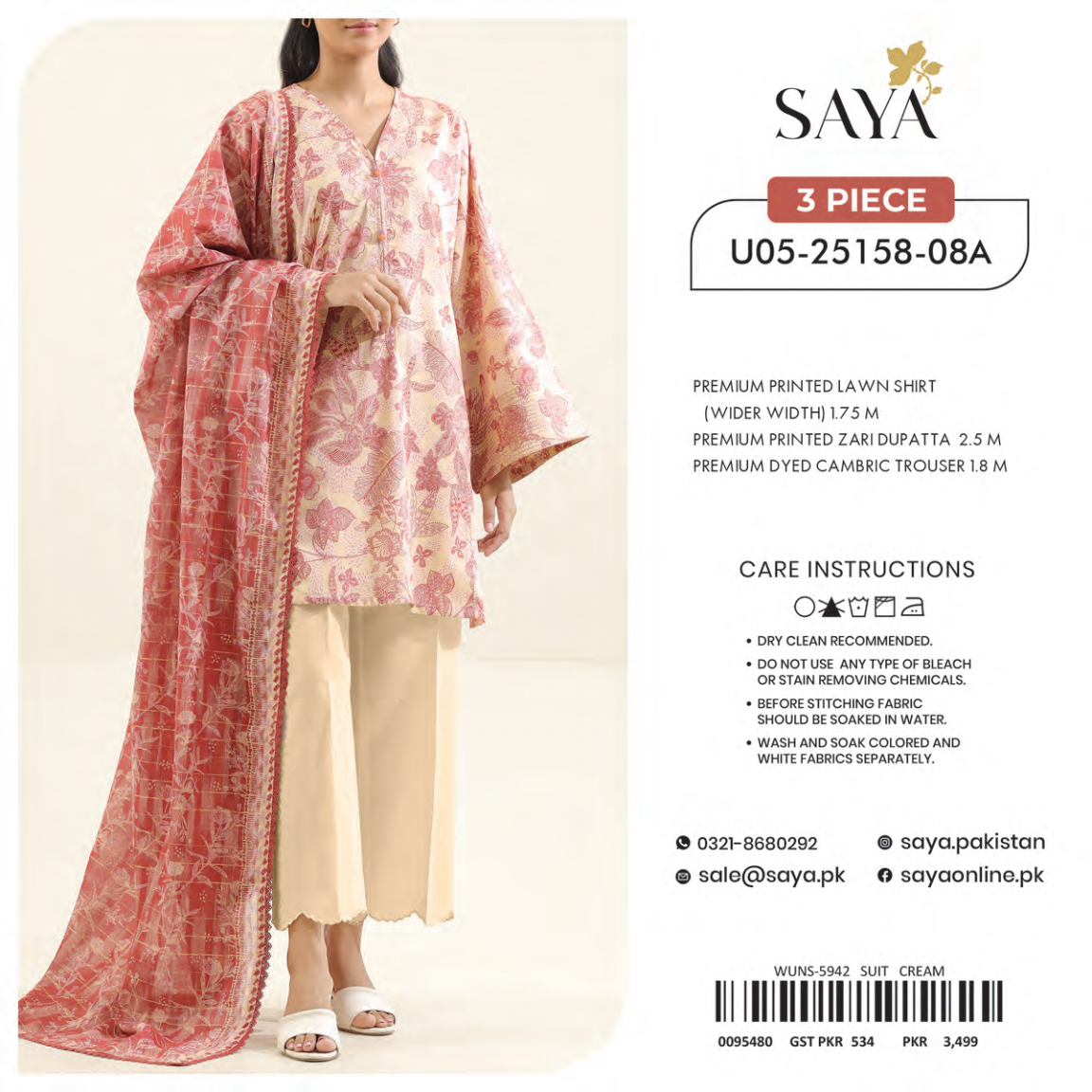Saya Unstitched 100% Original LAWN 3P Suit In WHOLESALE PRICE 💯✨