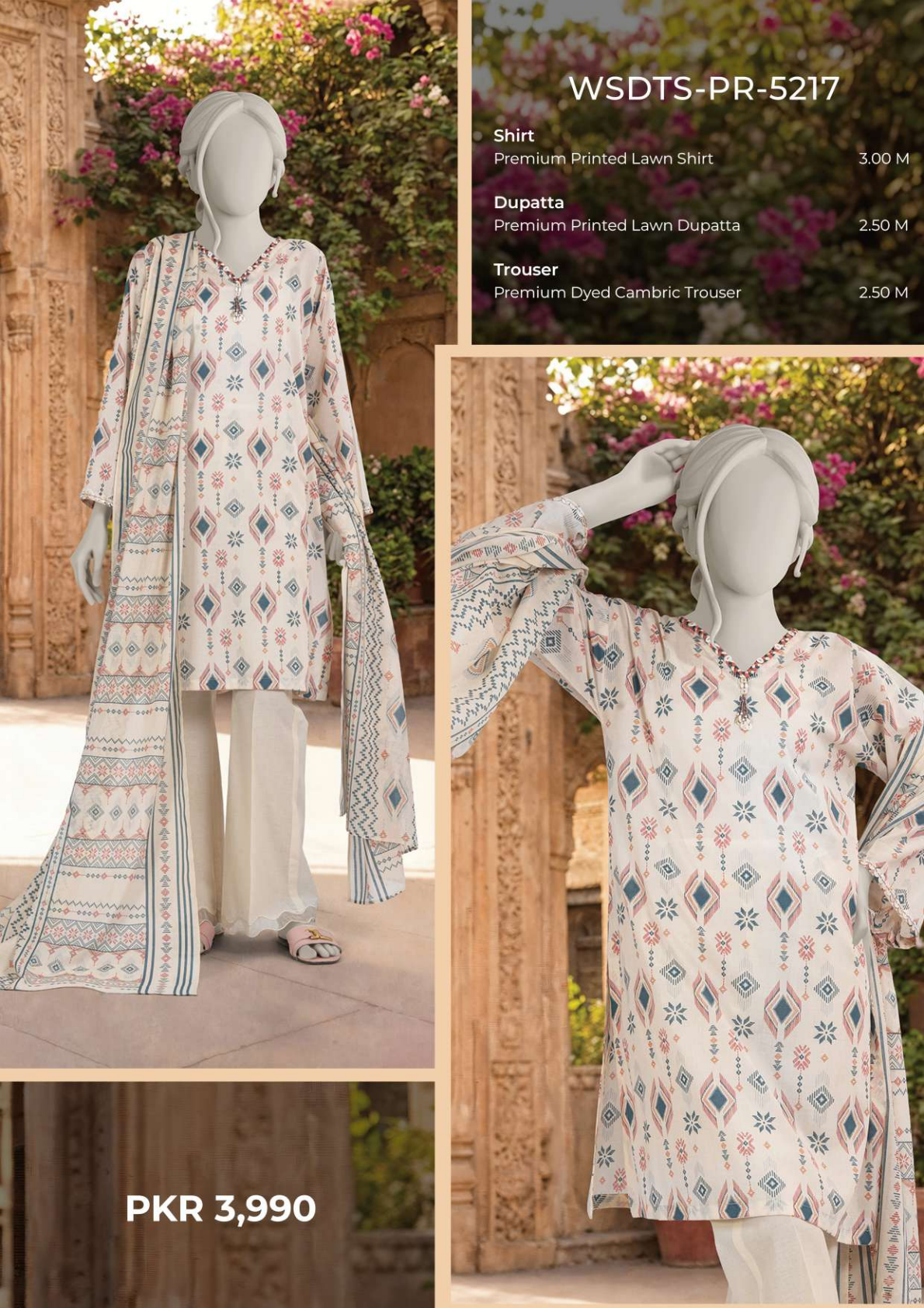 MTJ Original(WSDTS-PR-5217) Printed Lawn Unstitched Collection – Summer 2026