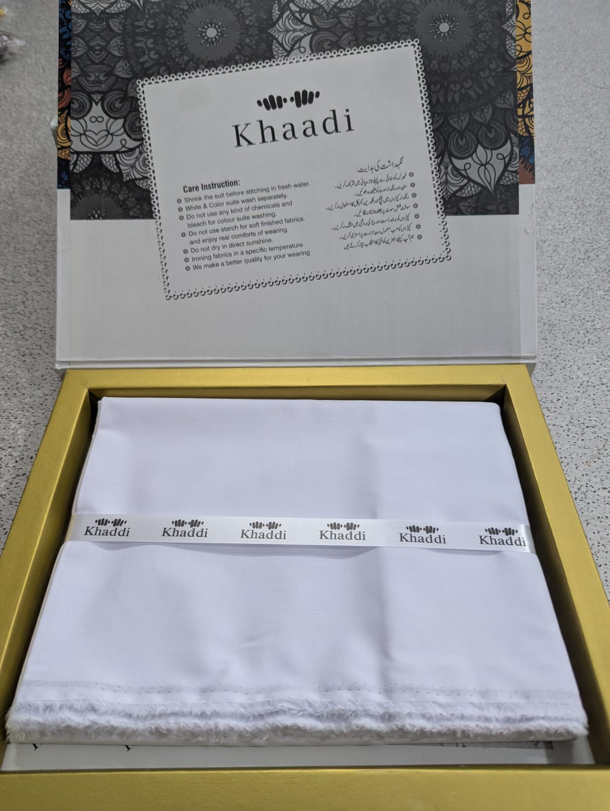 Khaadi Gents With Box Unstitched Soft Cotton