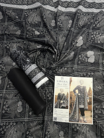 Sawera B&W Unstitched 3Pcs D-06