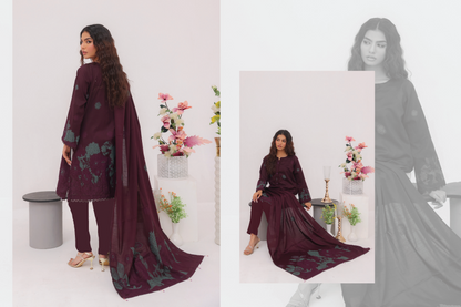 ✨ SARINA Unstitched Jacquard 3-Piece Collection ✨ Purple SeaGreen
