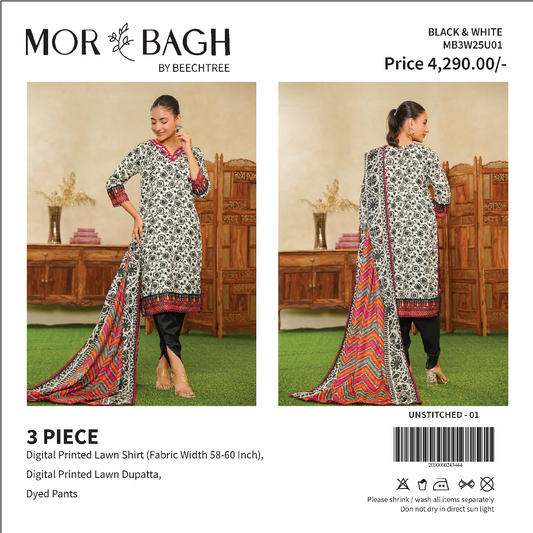 Mor Bagh By Beechtree Unstitched Lawn 3P ✨💜