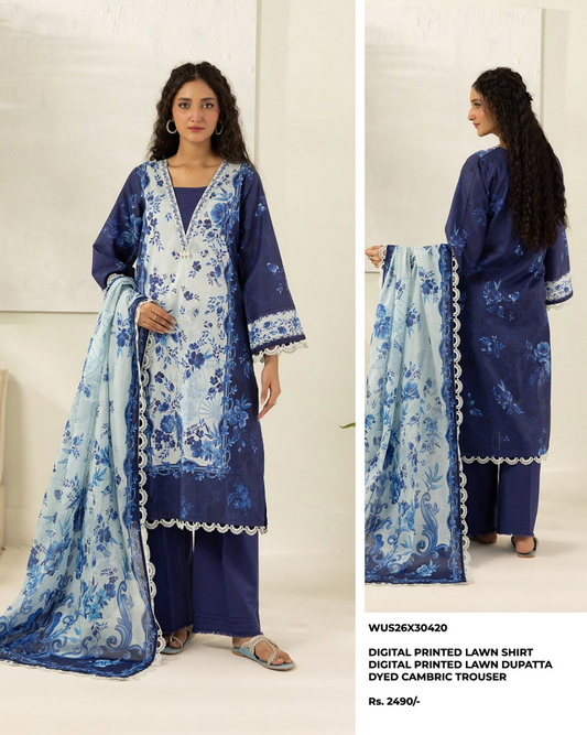 ZELLBURY Unstitched Lawn Collection 2026 Design #WUS26X30420