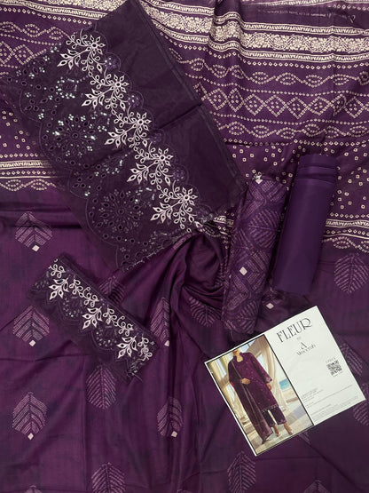 Fleur By Almeerah – Amethyst Glow - Digital Chundri Lawn
