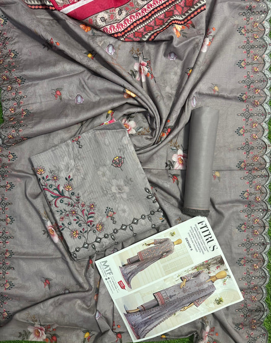 MTF – FITRUS 3pcs Unstitched Embroidery Collection