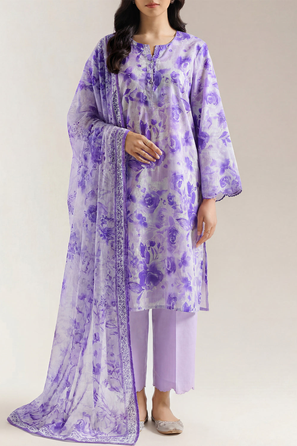Saya Lavender 3PCs Printed Lawn Unstitched Collection