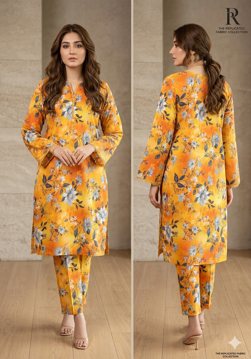 Mix Brand – Premium Unstitched Collection Digital Printed All-Over 2-Piece Suit