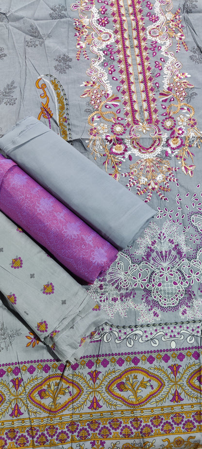 Beehtree Lawn + Embroidery 3PCS Unstitched Collection – 100% Original