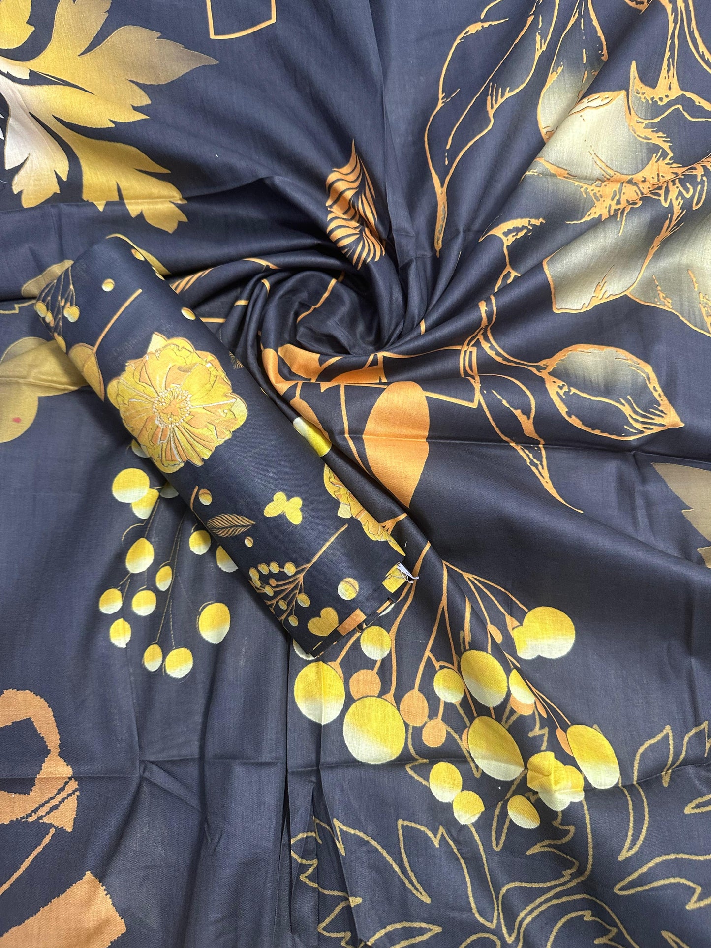Baroque Charcoal (S+D) 2 PCs Unstitched Lawn Collection