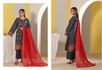 BANARSI BY MJ SIGNATURE DIGITAL PRINTED 3PC LAWN COLLECTION Design #D-A0301-08