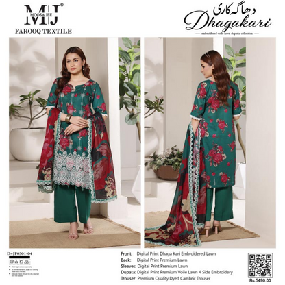 MOOSA JEE DHAGAKARI 04 EMBROIDERED UNSTITCHED 3PCS COLLECTION