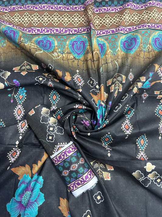 Baroque Black (S+D) 2 PCs Unstitched Lawn Collection