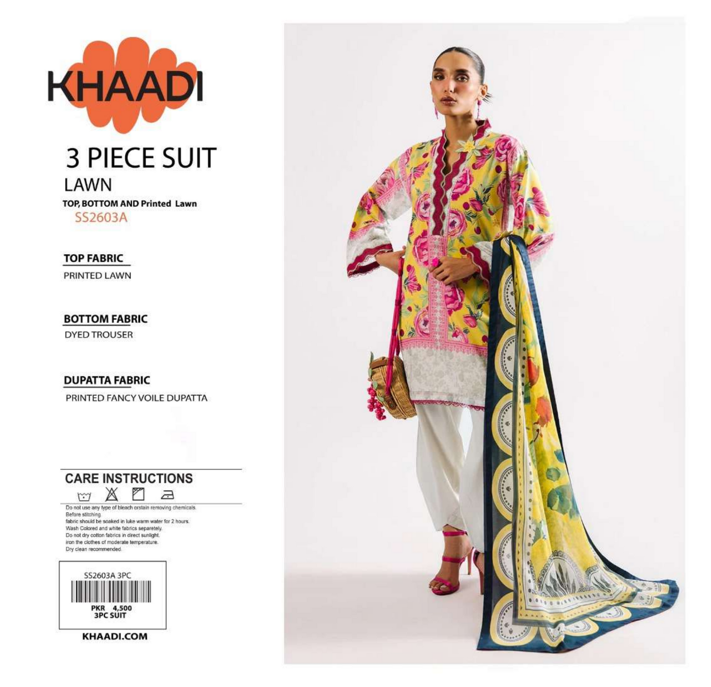 Khaadi Yellow Floral SS2603A 3-Piece