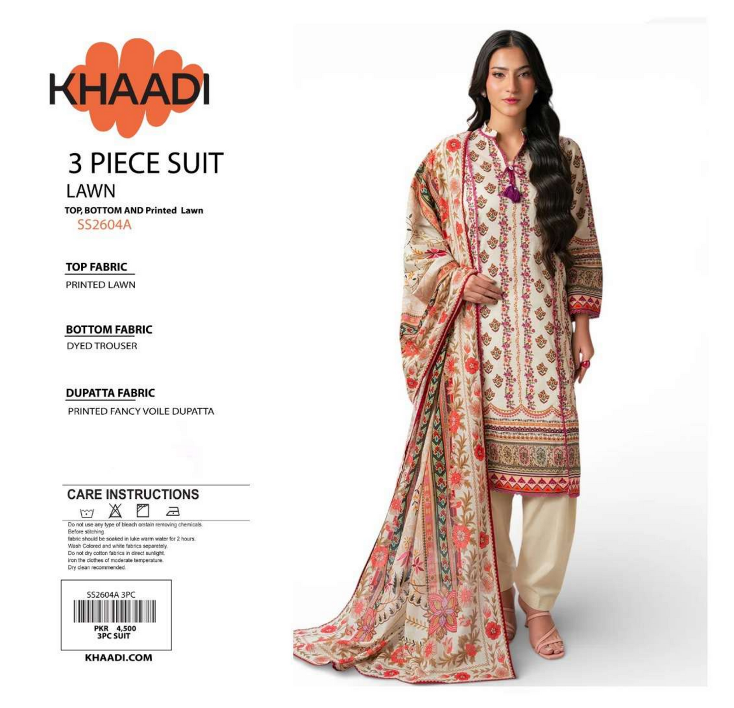 Khaadi Beige Floral SS2604A 3-Piece