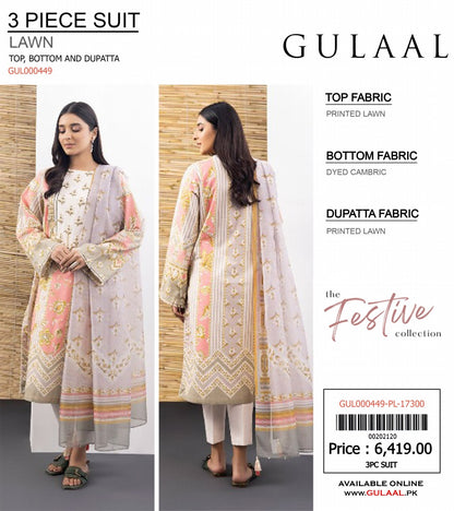 Gulaal By GulJee Lawn Printed 3P