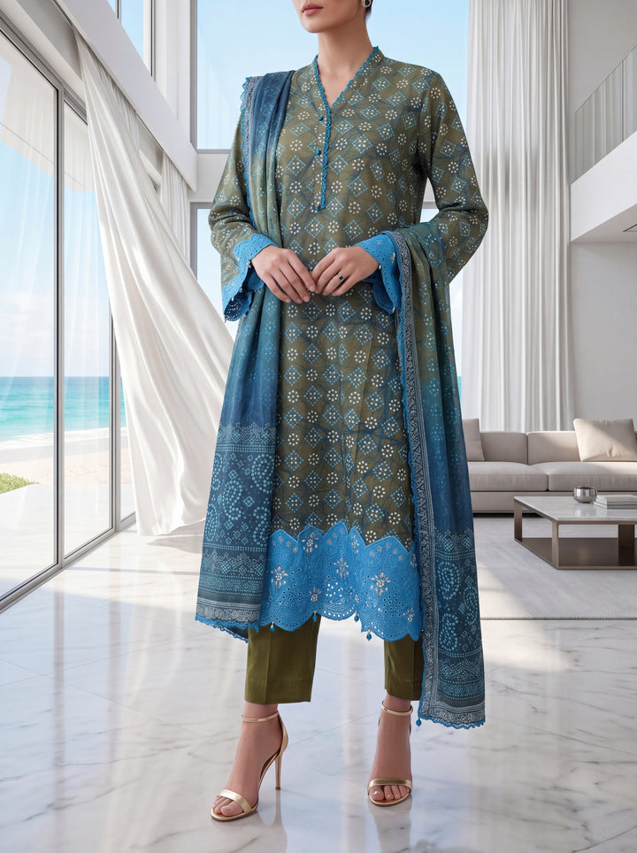 Fleur By Almeerah – Mehendi Aura - Digital Chundri Lawn