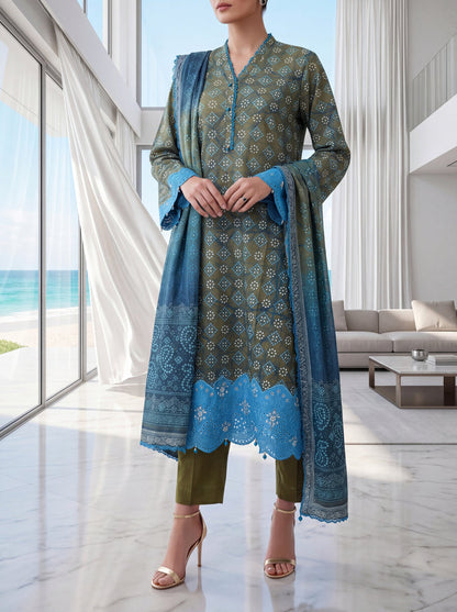 Fleur By Almeerah – Mehendi Aura - Digital Chundri Lawn