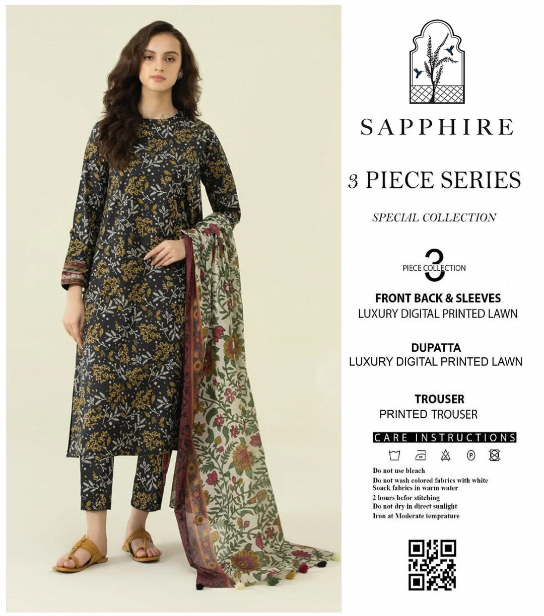 Sapphire Flora Unstitched Lawn 3 Pieces in Wholesale Price 🔥❤️