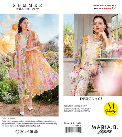 Maria.B Lawn Unstitched 3 Piece With Dyed Trouser/- 💞✨👌