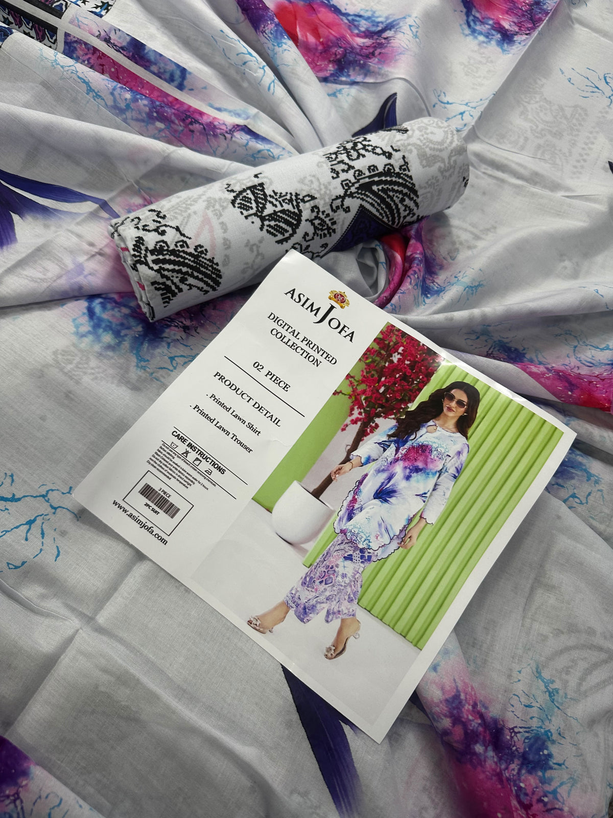 AsimJofa White Multi Digital Printed 2Pcs