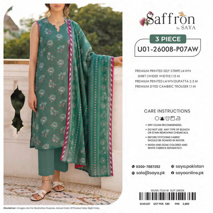 Saya 3 Piece Premium Lawn Collection D.C: U01-26008-P07AW