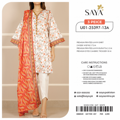 Saya Unstitched 100% Original LAWN 3P Suit In WHOLESALE PRICE 💯✨