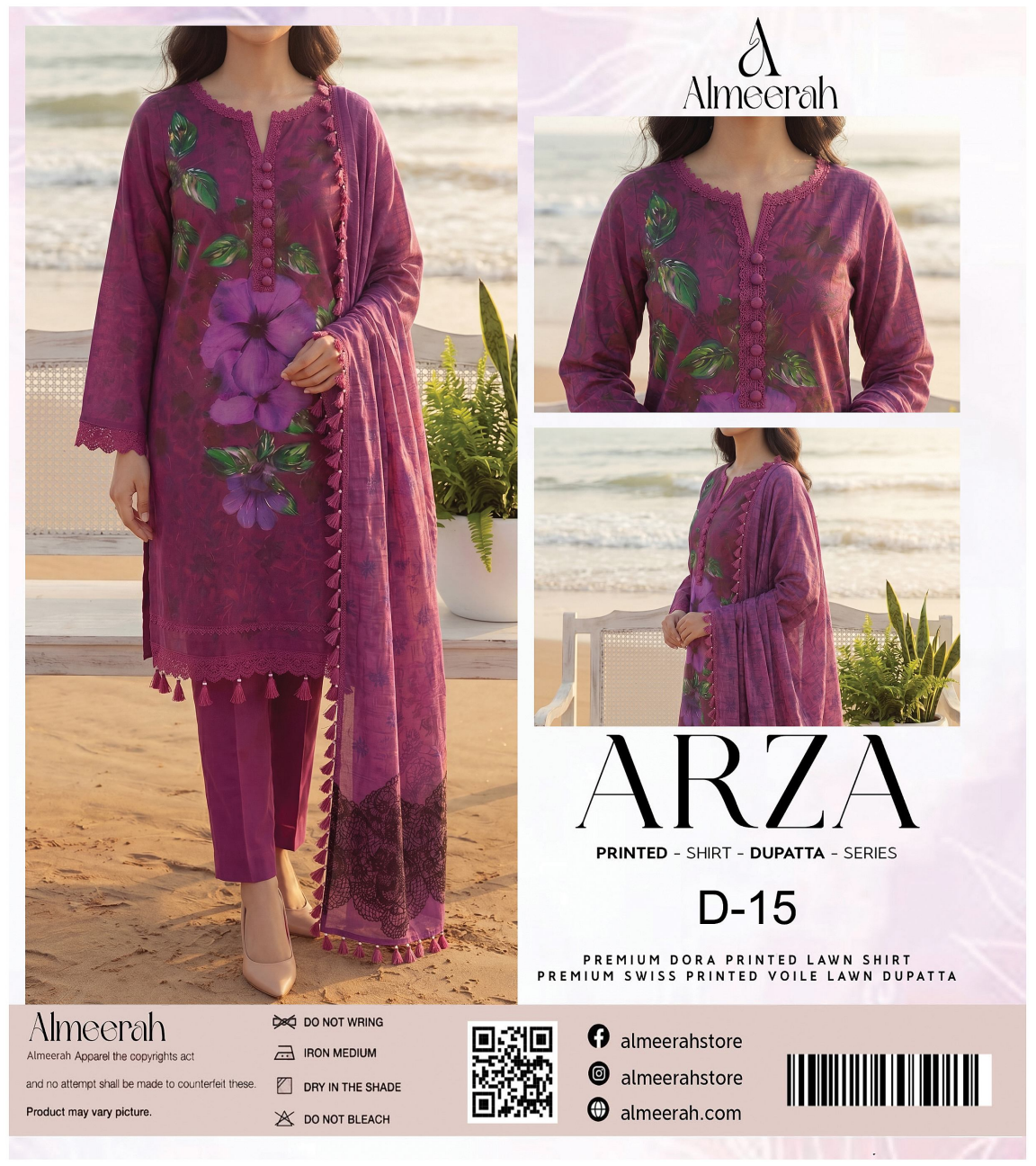 Almeerah ARZA – PRINTED D-15 2PC Premium Lawn Collection