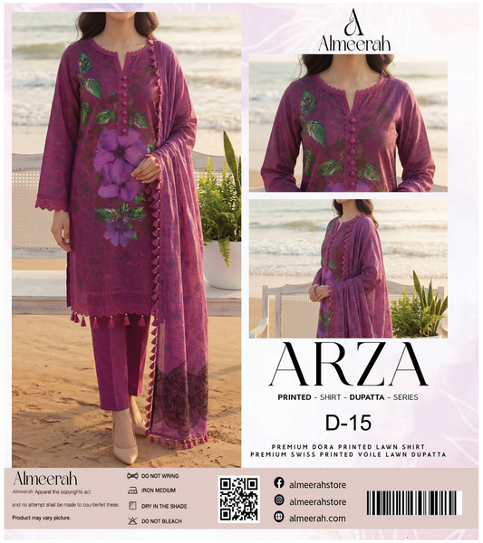 Almeerah ARZA – PRINTED D-15 2PC Premium Lawn Collection