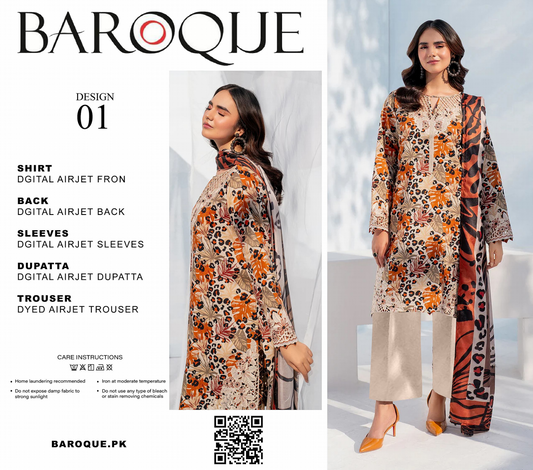 BAROQUE Lawn Printed 3PC In Wholesale Price 🥺🔥
