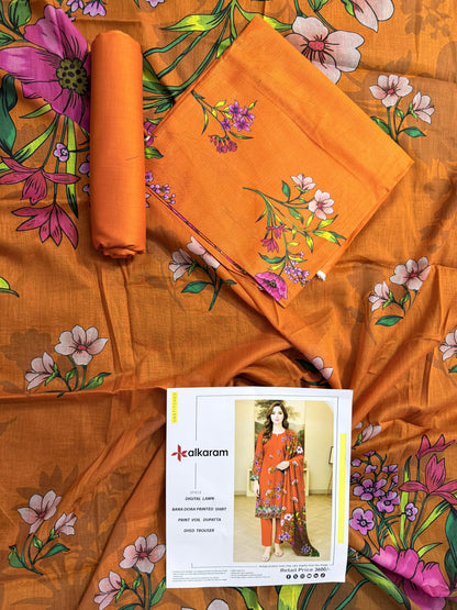 🔥 ALKARAM Tanadora – Premium Luxury Collection 🔥 Rust Orange / Deep Mustard