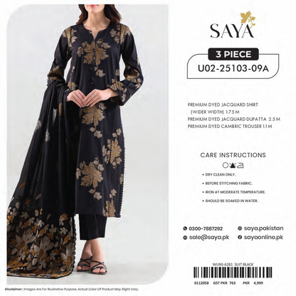 Saya Unstitched Jacquard 100% Original Cotton 3 PCs Suit In WHOLESALE PRICE 💯✨