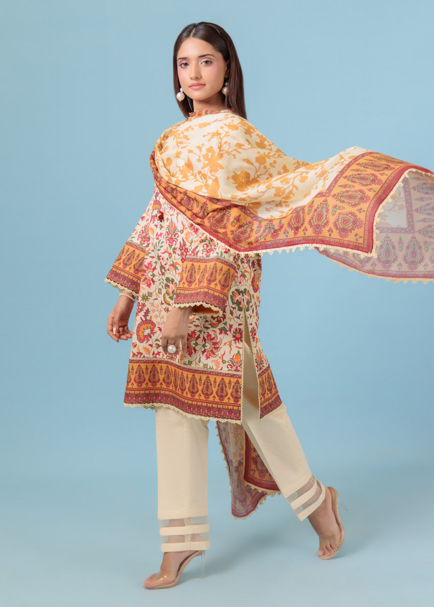 Bonanza Satrangi Unstitched Fusion Coral - 3 Pc (WU3PPBS25LIUN52)